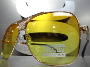 Vintage Metal Frame Sunglasses- Orange & Yellow Lens