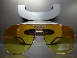 Vintage Metal Frame Sunglasses- Orange & Yellow Lens