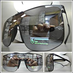 Club Style Shield Sunglasses- Black Frame/ Chrome Mirrored Lens