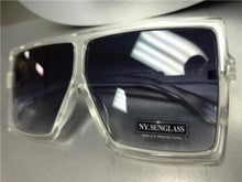 Oversized Square Shield Sunglasses- Transparent Frame/ Black Lens