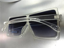 Oversized Square Shield Sunglasses- Transparent Frame/ Black Lens