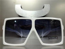 Oversized Square Shield Sunglasses- White Frame/ Black Lens