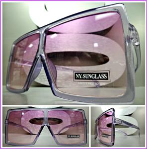 Oversized Square Shield Sunglasses- Purple Frame & Lens