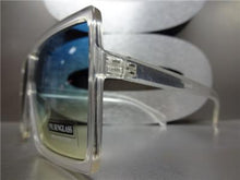 Oversized Square Shield Sunglasses- Transparent Frame/ Aqua Yellow Lens