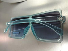 Oversized Square Shield Sunglasses- Blue Transparent Frame/ Blue Lens