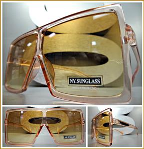 Oversized Square Shield Sunglasses- Burnt Orange Frame