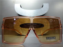 Oversized Square Shield Sunglasses- Burnt Orange Frame