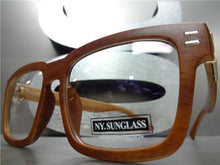 Classic Wooden Frame Clear Lens Glasses- Brown Wood