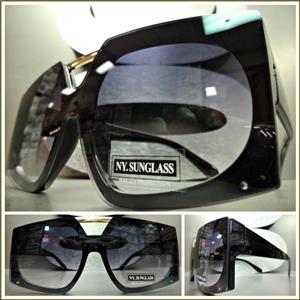 Vintage Shield Style Sunglasses- Black