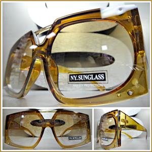 Vintage Shield Style Sunglasses- Brown