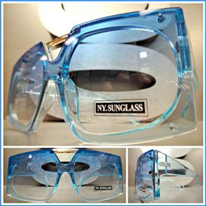 Vintage Shield Style Sunglasses- Blue