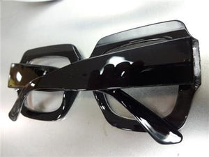 Sparkling Bling Square LENSLESS (NO LENS) Glasses- Black Frame
