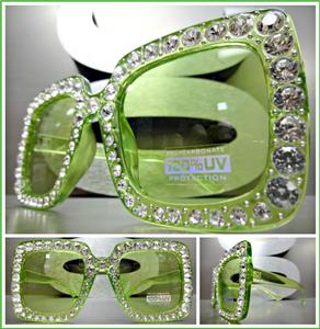 Square Bling Sunglasses- Green