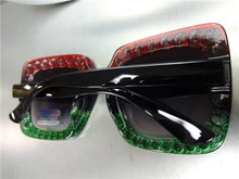 Square Bling Sunglasses- Red/ Black/ Green