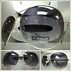 Oversized Classic Aviator Sunglasses- Black Ombre Lens