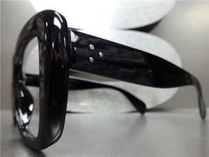 Square Frame LENSLESS (NO LENS) Eye Glasses- Black Frame