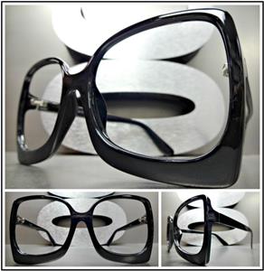 Retro LENSLESS (NO LENS) Fashion Eye Glasses- Black Frame