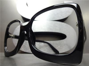 Retro LENSLESS (NO LENS) Fashion Eye Glasses- Black Frame