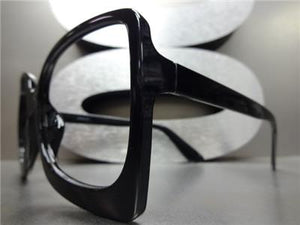 Retro LENSLESS (NO LENS) Fashion Eye Glasses- Black Frame