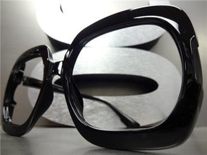 LENSLESS (NO LENS) Square Frame Glasses- Black Frame