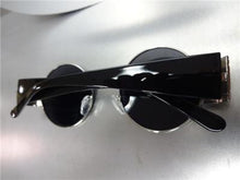 Silver Frame Round Style Sunglasses- Dark Lens/ Black Temples
