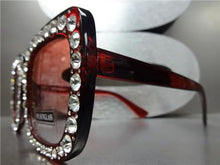 Square Bling Sunglasses- Red & Crystal Rhinestones