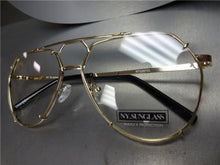 Metal Frame Clear Lens Aviator Glasses- Gold Frame