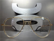 Unique Style Clear Lens Aviator Glasses- Gold Frame