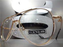 Unique Style Clear Lens Aviator Glasses- Rose Gold Frame