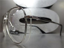 Unique Style Clear Lens Aviator Glasses- Silver Frame