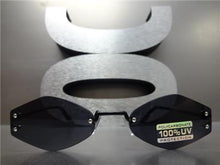 Retro Rimless Hexagon Sunglasses- Black