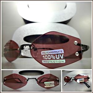 Retro Rimless Hexagon Sunglasses- Amber & Black