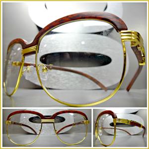 Classy Wooden Style Clear Lens Glasses- Dark Wood
