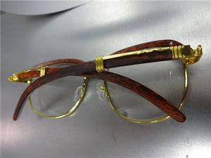 Classy Wooden Style Clear Lens Glasses- Dark Wood
