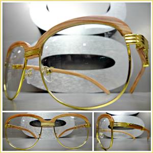 Classy Wooden Style Clear Lens Glasses- Light Wood