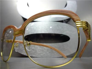 Classy Wooden Style Clear Lens Glasses- Light Wood