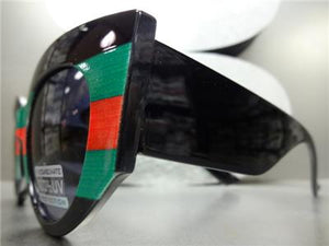 Trendy Retro Thick Frame Cat Eye Sunglasses- Red/ Green/ Black Frame