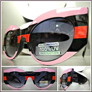 Trendy Retro Thick Frame Cat Eye Sunglasses- Pink/ Black/ Red Frame