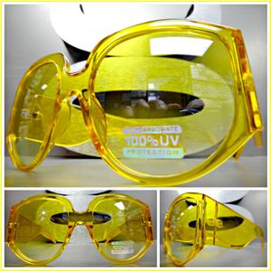 Oversized Thick Frame Sunglasses- Yellow