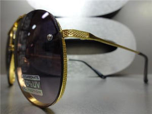 Classic Metal Frame Aviator Sunglasses- Black Lens