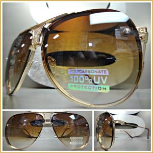 Classic Metal Frame Aviator Sunglasses- Honey Lens