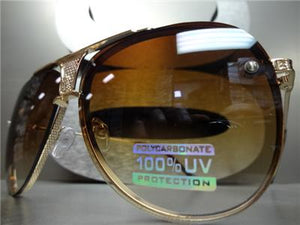 Classic Metal Frame Aviator Sunglasses- Honey Lens
