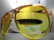 Classic Metal Frame Aviator Sunglasses- Yellow Lens