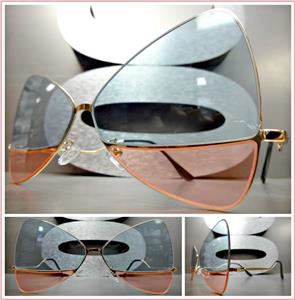Bow Shaped Metal Frame Sunglasses- Mint Green & Pink Lens
