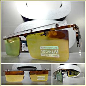 Semi Rimless Modern Style Sunglasses- Gold Mirrored Lens