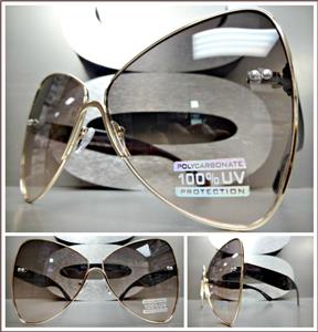 Oversized Butterfly Style Sunglasses- Gray/ Pink Lens