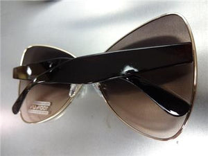 Oversized Butterfly Style Sunglasses- Gray/ Pink Lens