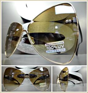 Oversized Butterfly Style Sunglasses- Honey Lens