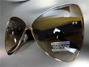 Oversized Butterfly Style Sunglasses- Honey Lens
