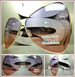 Oversized Butterfly Style Sunglasses- Purple/Pink Lens